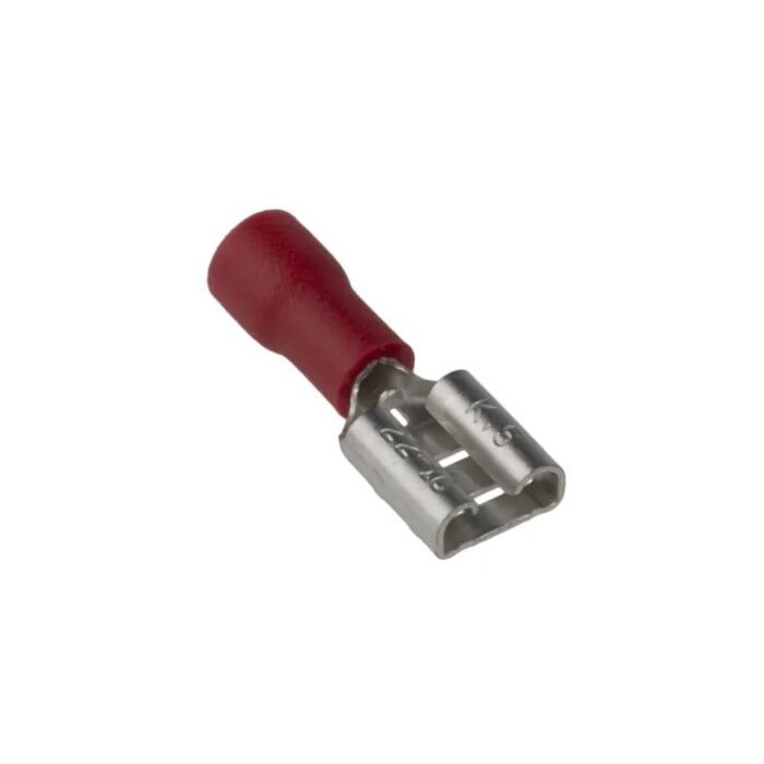 Female snap-on 6,3mm pressing type, red 0,25-1,6 mm²