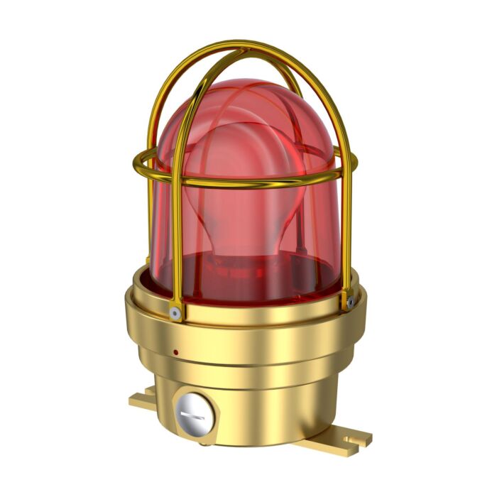 TEF 2438n Luminaire: Red Globe, E27, 230VAC, IP56, Brass/Polyc